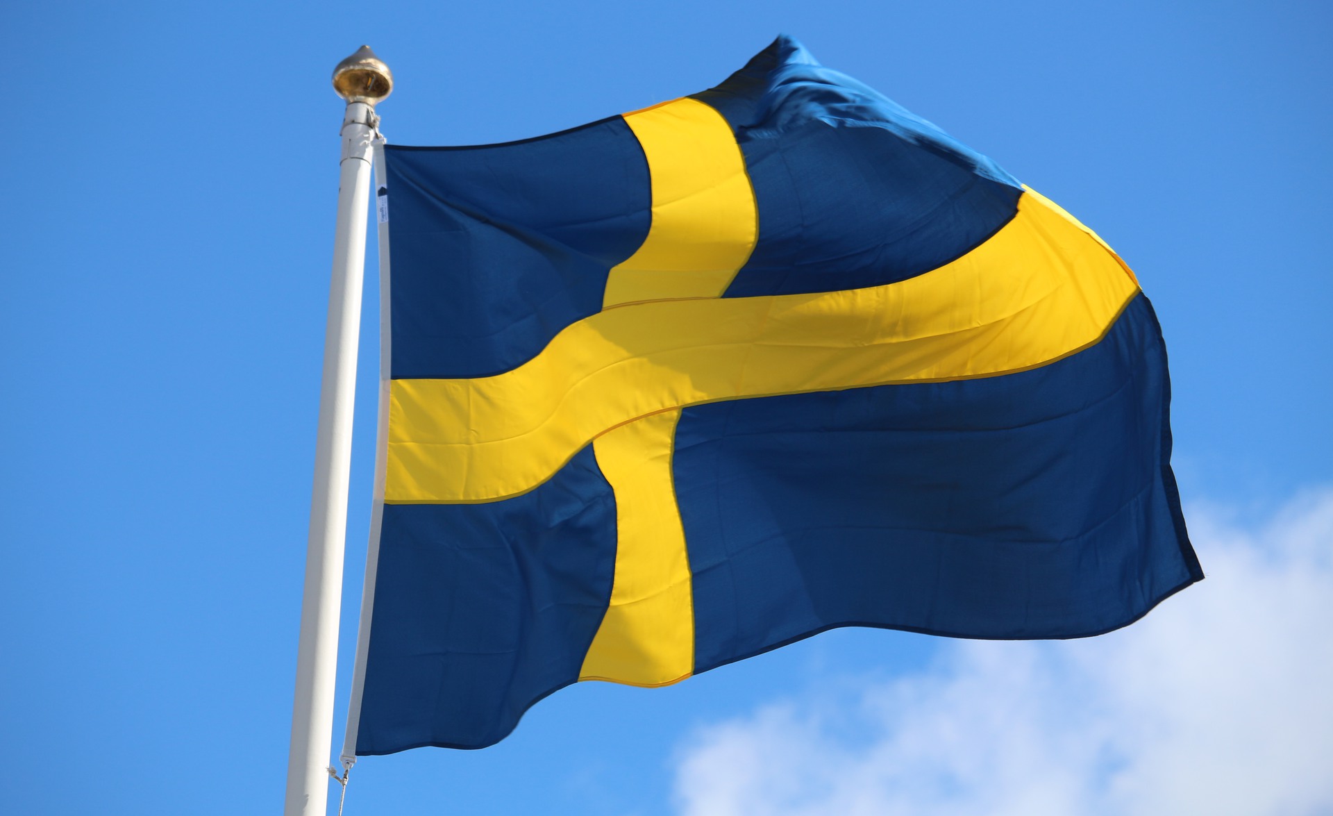 svenska flaggan vajar i vinden